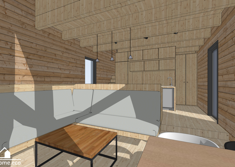 koncepcja zabudowy wnętrz domu drewnianego